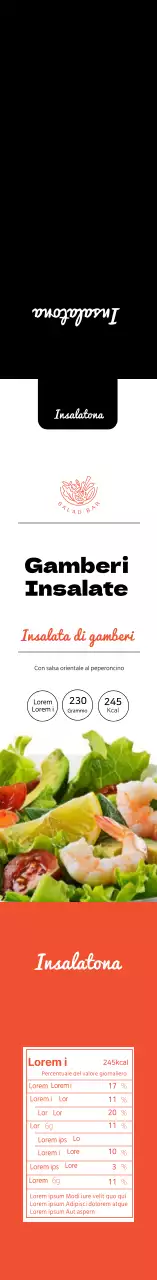 Etichetta informativa sugli alimenti insalata nera rossa pulita