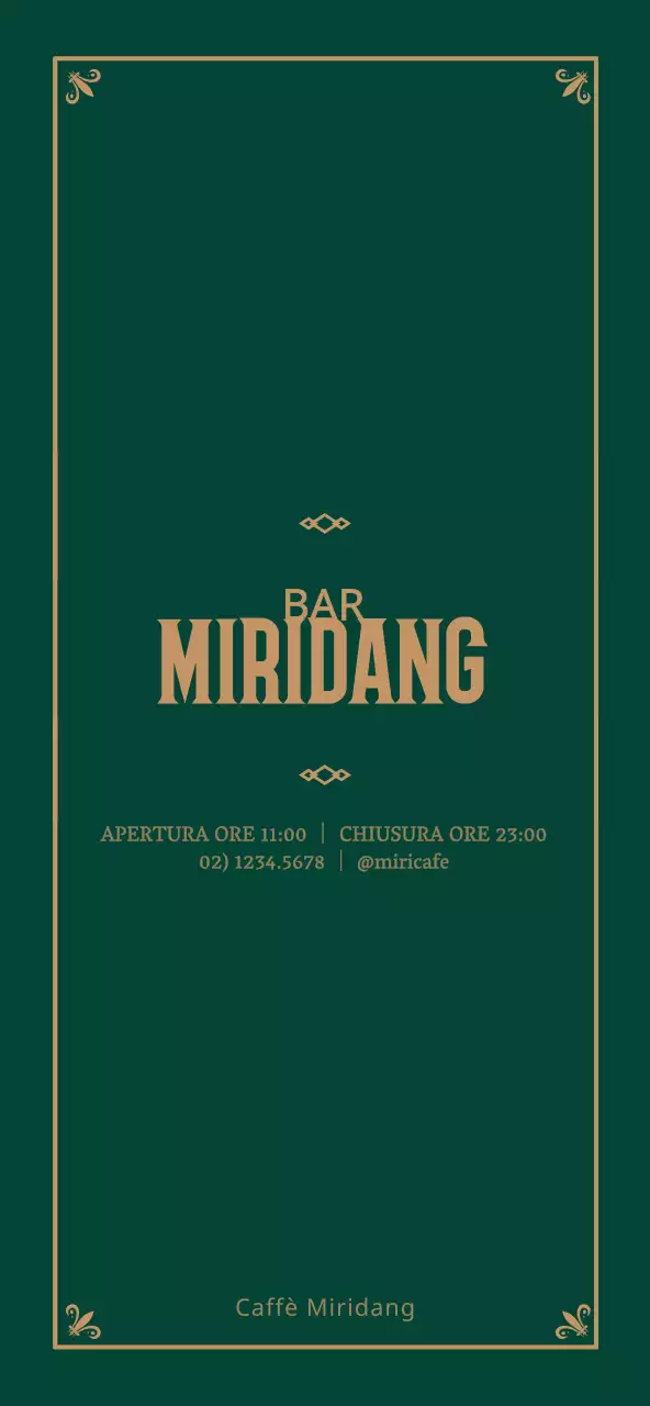 Menu di lusso incorniciato in verde scuro e oro per la determinazione dei prezzi e la promozione.