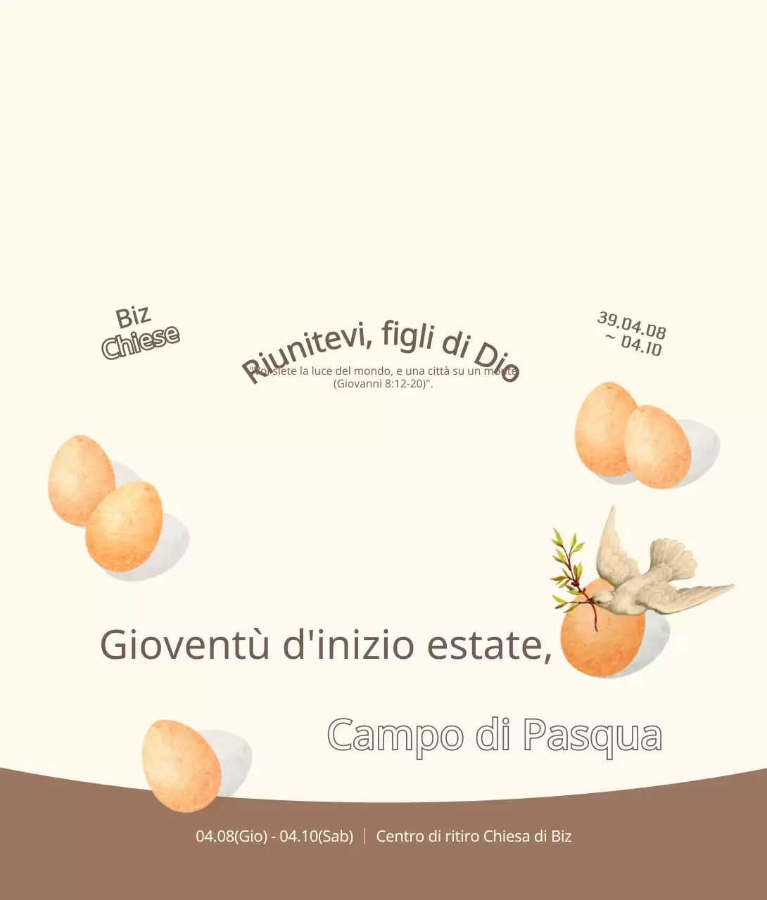 Concetto di illustrazione pasquale emozionale in giallo chiaro e marrone Informazioni sui campi pasquali per giovani