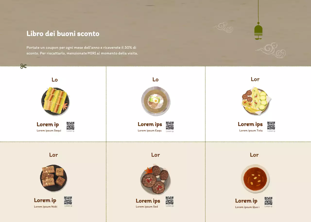 Calendario dei coupon del ristorante coreano tradizionale in beige e marrone