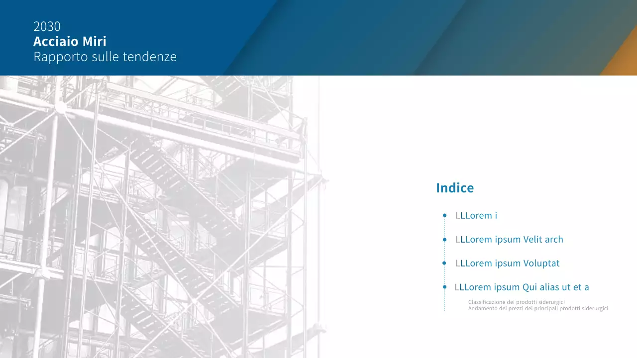 Relazione sulle tendenze aziendali dell'industria siderurgica blu-arancio semplice