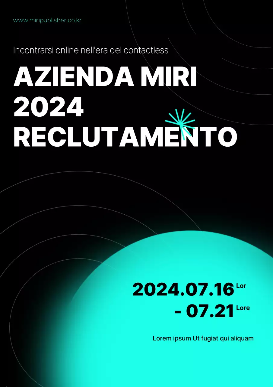 Contenuti di reclutamento online con un'atmosfera geometrica e blu neon