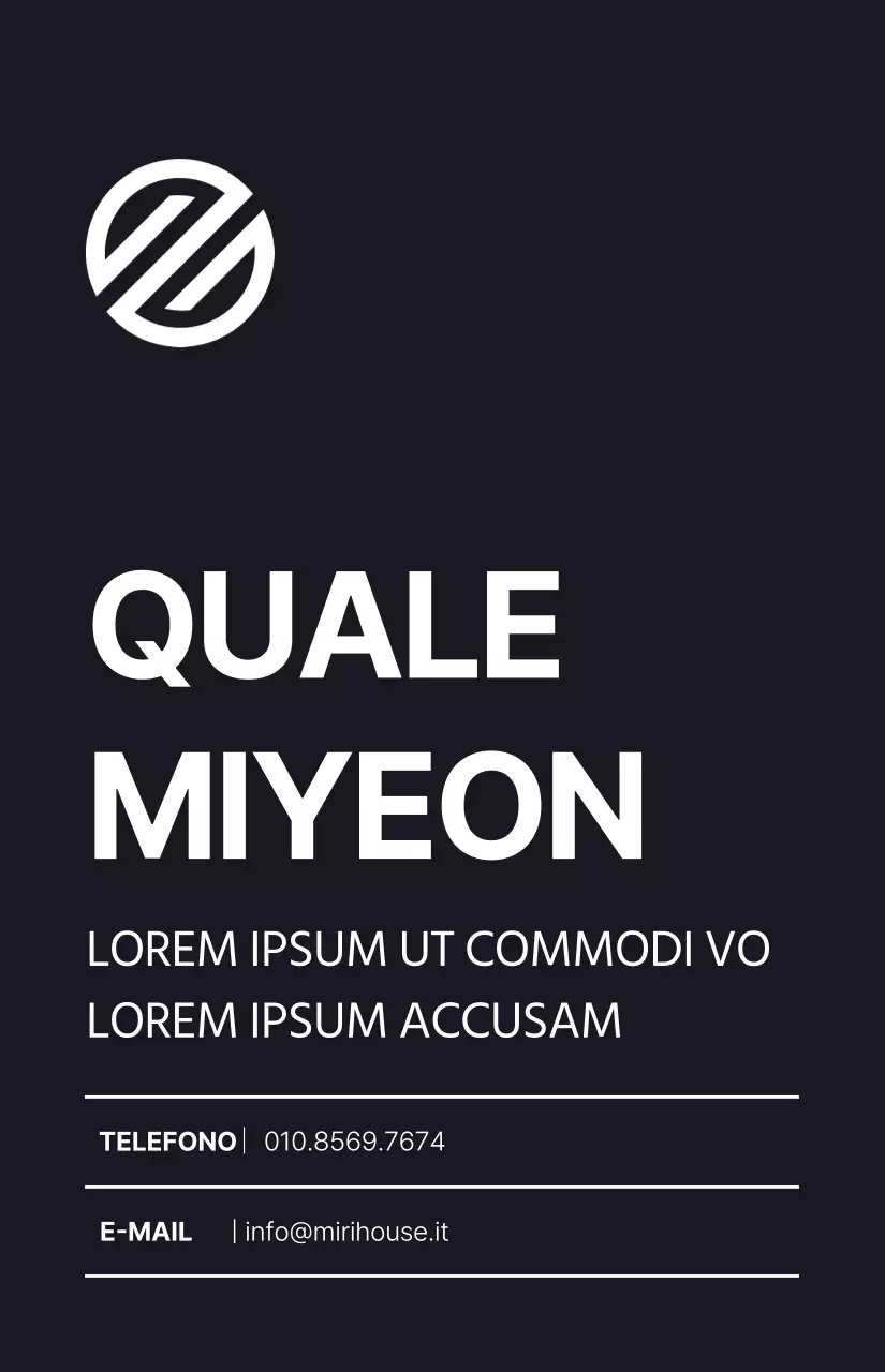 Stile di layout semplice, moderno e incentrato sul testo in bianco e nero Biglietto da visita aziendale per dipendenti