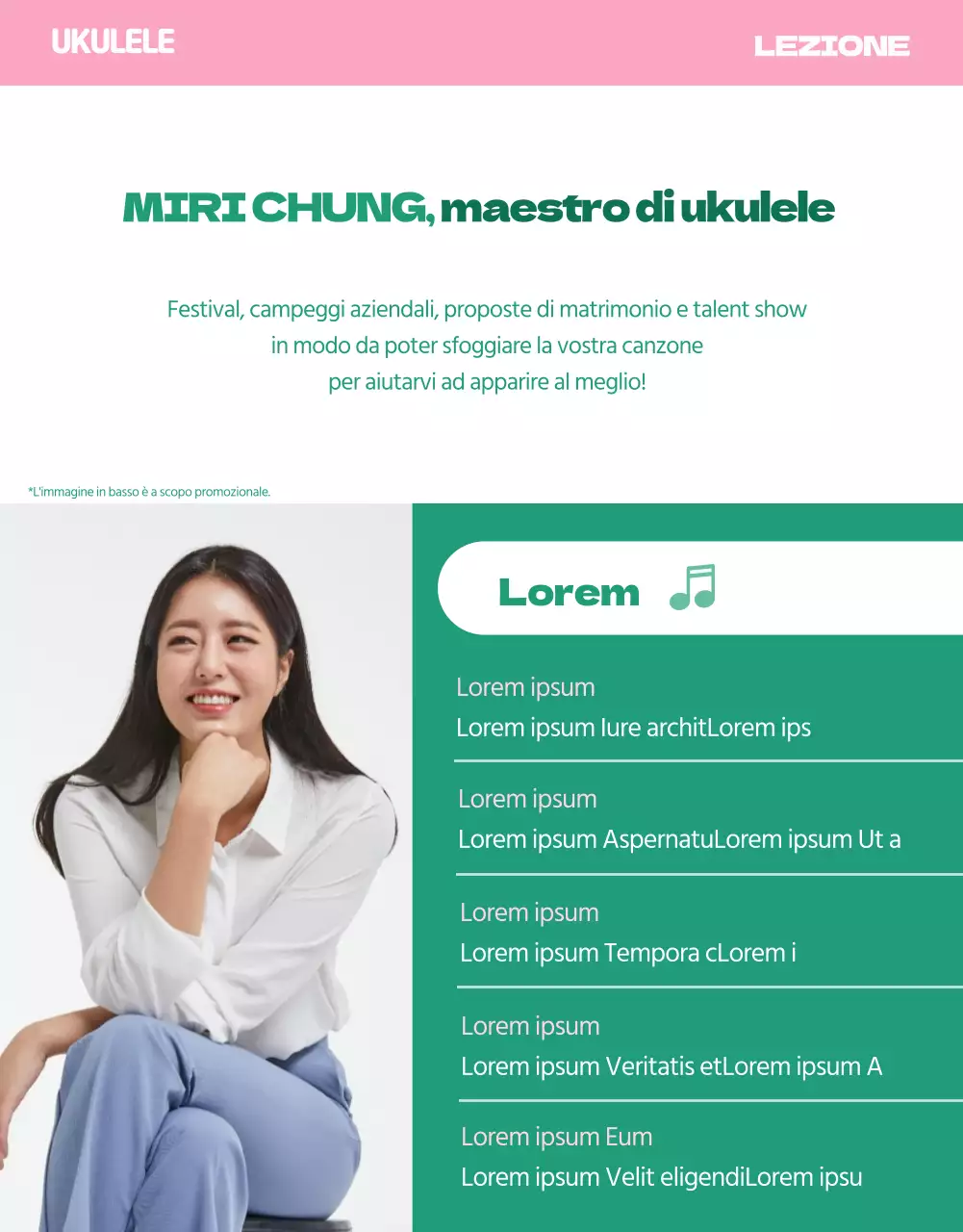 Lezioni private di ukulele hawaiano tropicale in verde e rosa