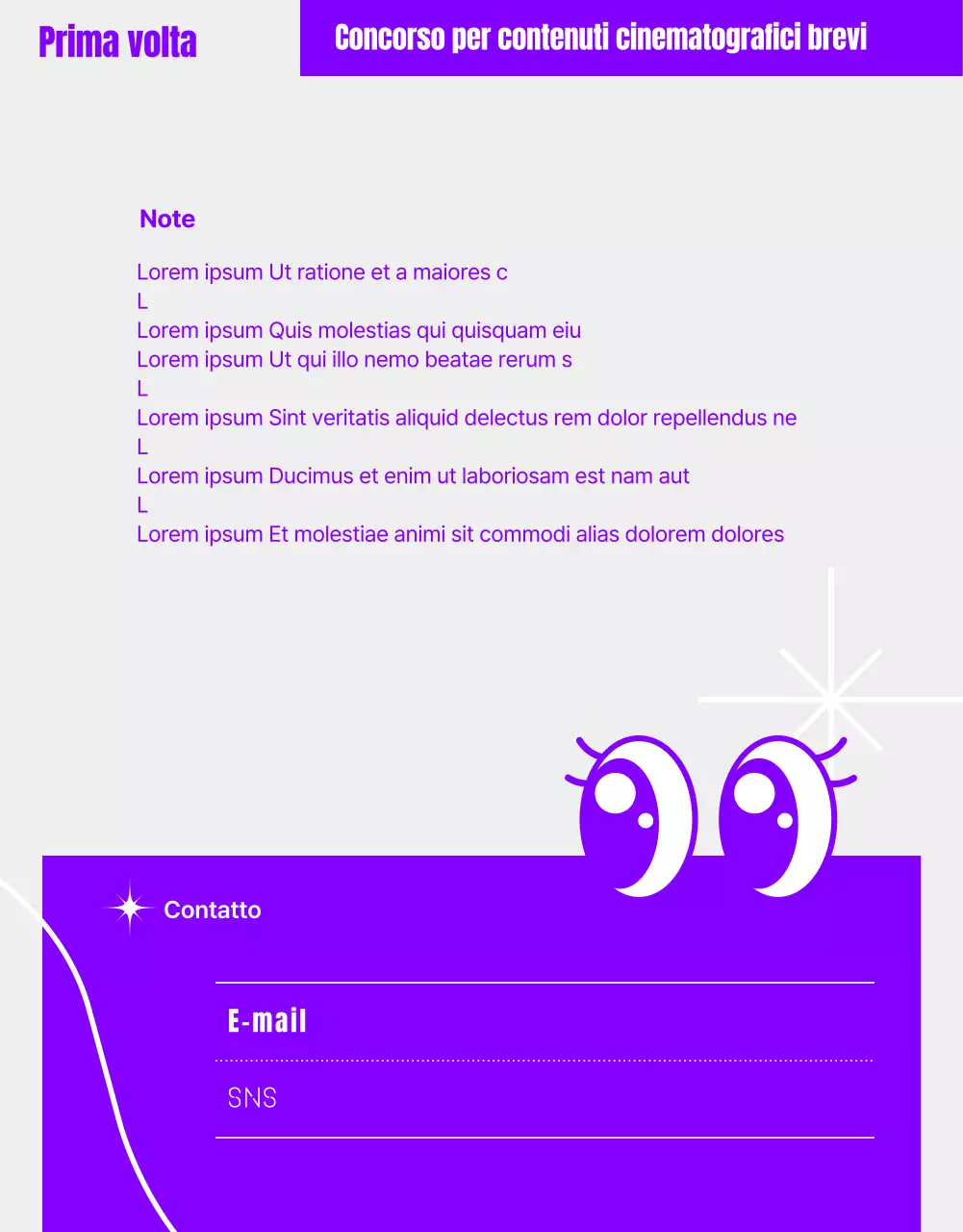 Concorso di contenuti umoristici shortform con immagini geometriche viola