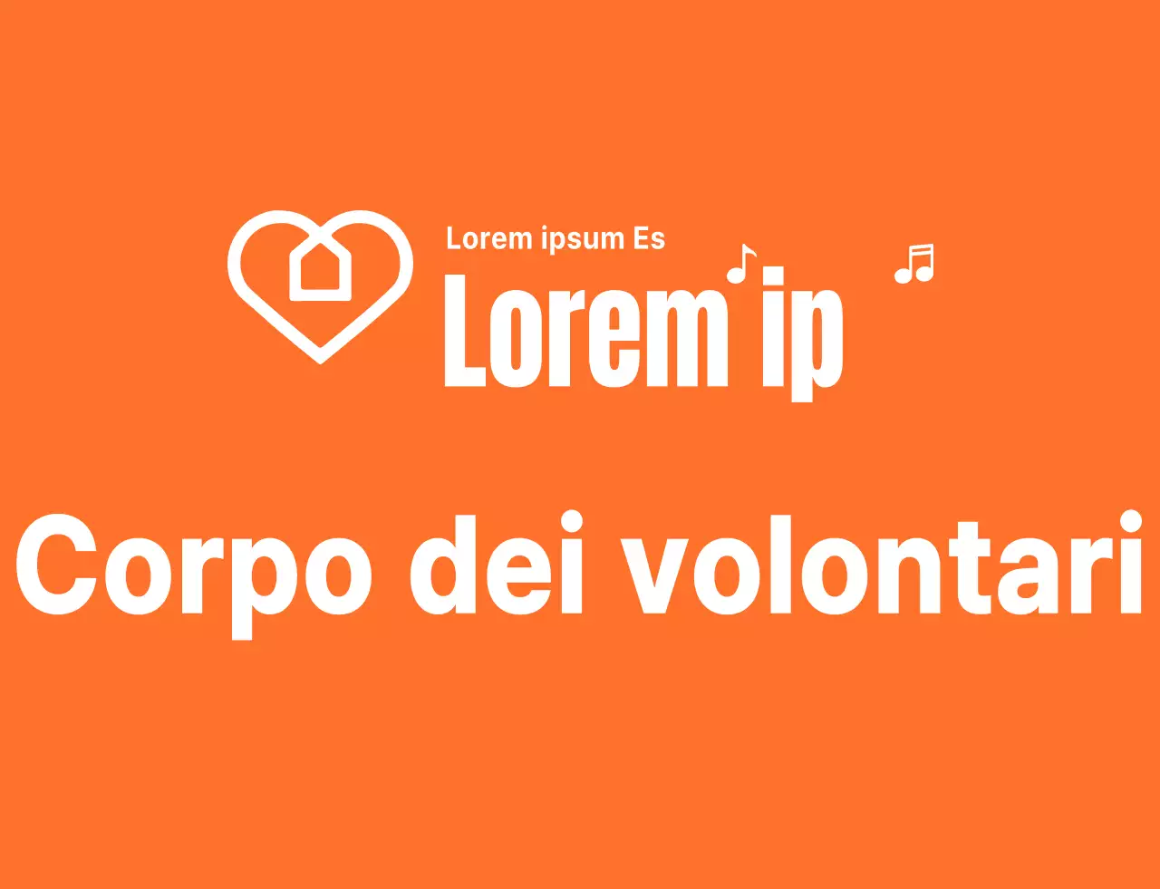 Testo ritmico stile logo in arancione e bianco Organizzazione di volontariato