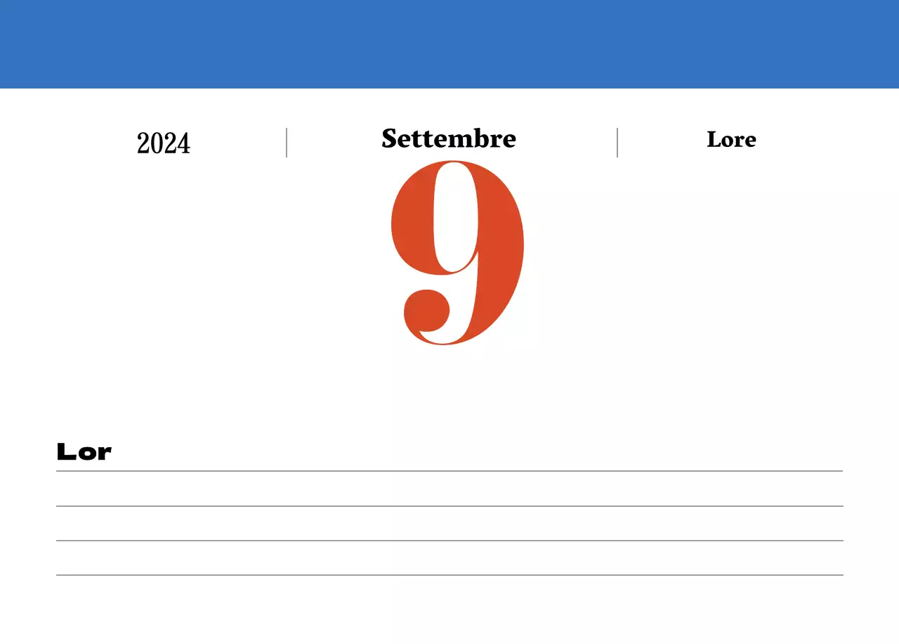 Calendario nostalgico di concezione retrò in rosso e blu