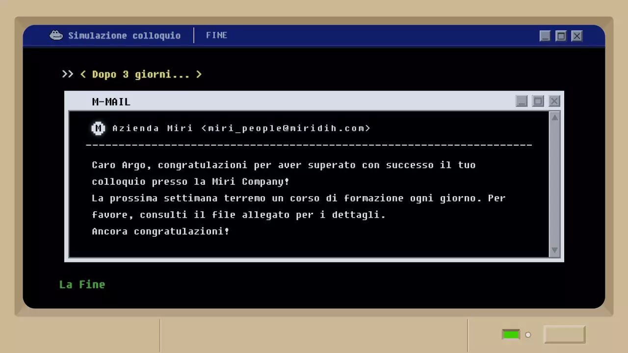 Simulazione di colloquio di lavoro con un concetto di gioco retro mud nero