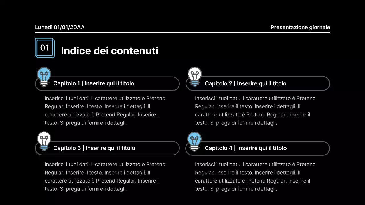Presentazione che attira l'attenzione con linee decise in un concetto di giornale su sfondo nero