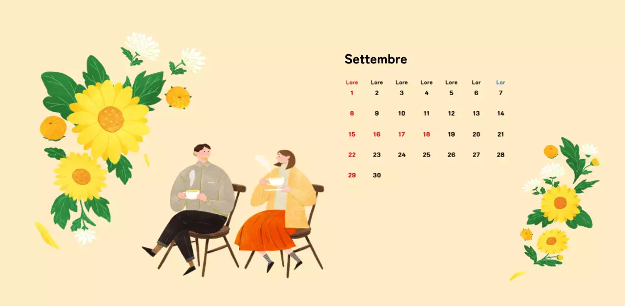 Un calendario di Capodanno caldo e illustrato