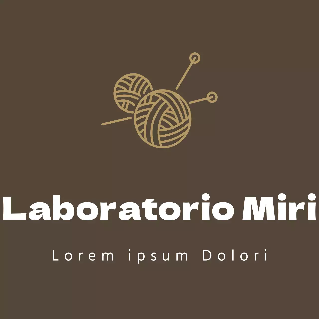 Disegno di grembiule con logo del negozio di maglieria e illustrazione di matassa di filo e molletta