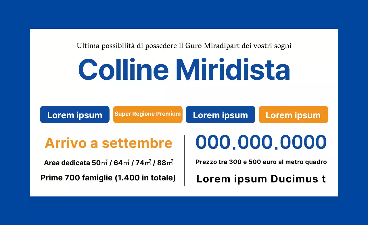 Promuovete la vostra proprietà con un testo blu