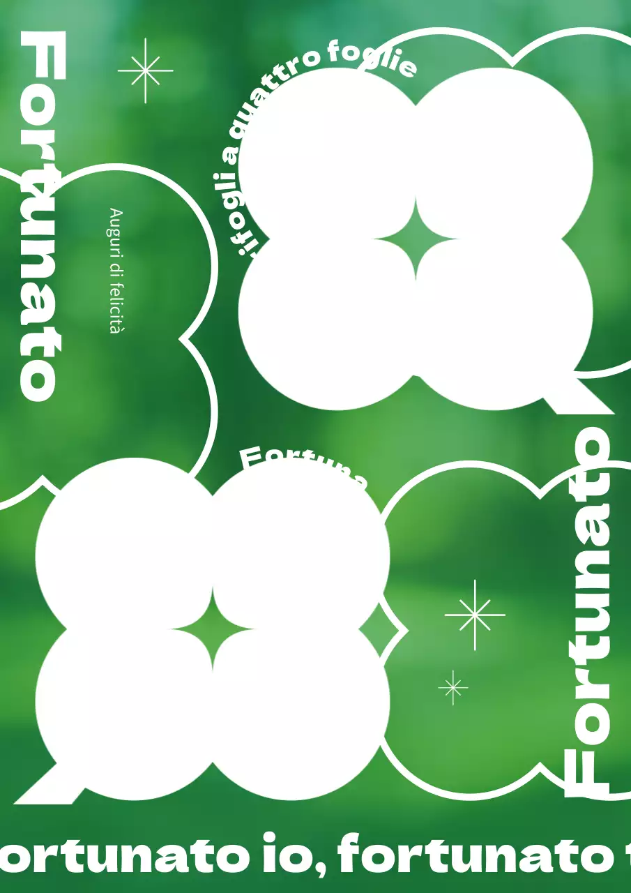 Simpatico poster di design con accento quadrifoglio in bianco