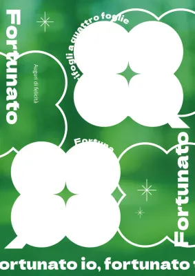 Simpatico poster di design con accento quadrifoglio in bianco