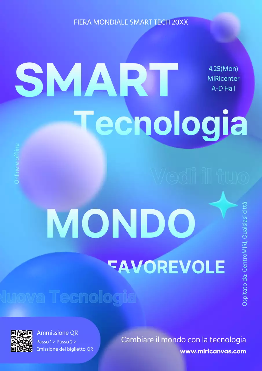 La guida blu e geometrica della Fiera Mondiale Smart Tech