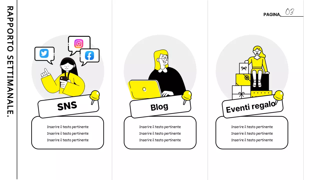 Verbale della riunione di studio con evidenziazione in bianco e giallo