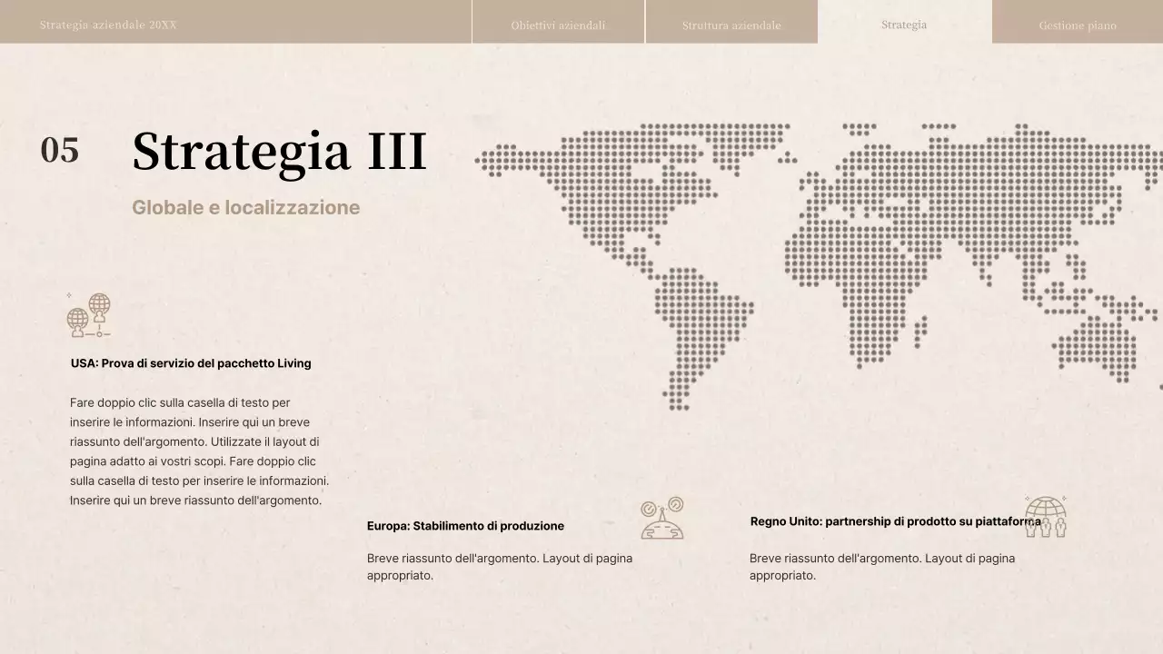 Relazione sulla strategia aziendale con texture di carta beige