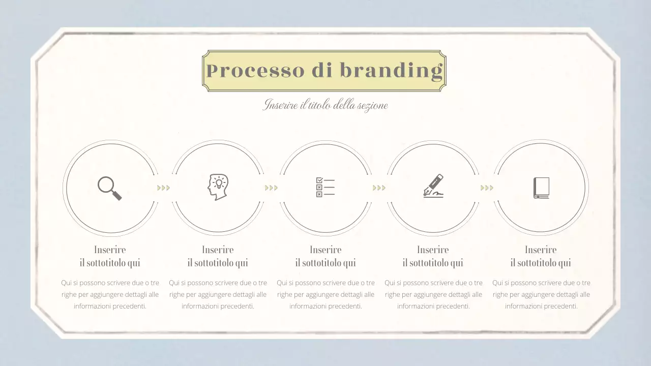 Layout concettuale emozionale di base con motivo di carta da parati vintage in beige e blu chiaro