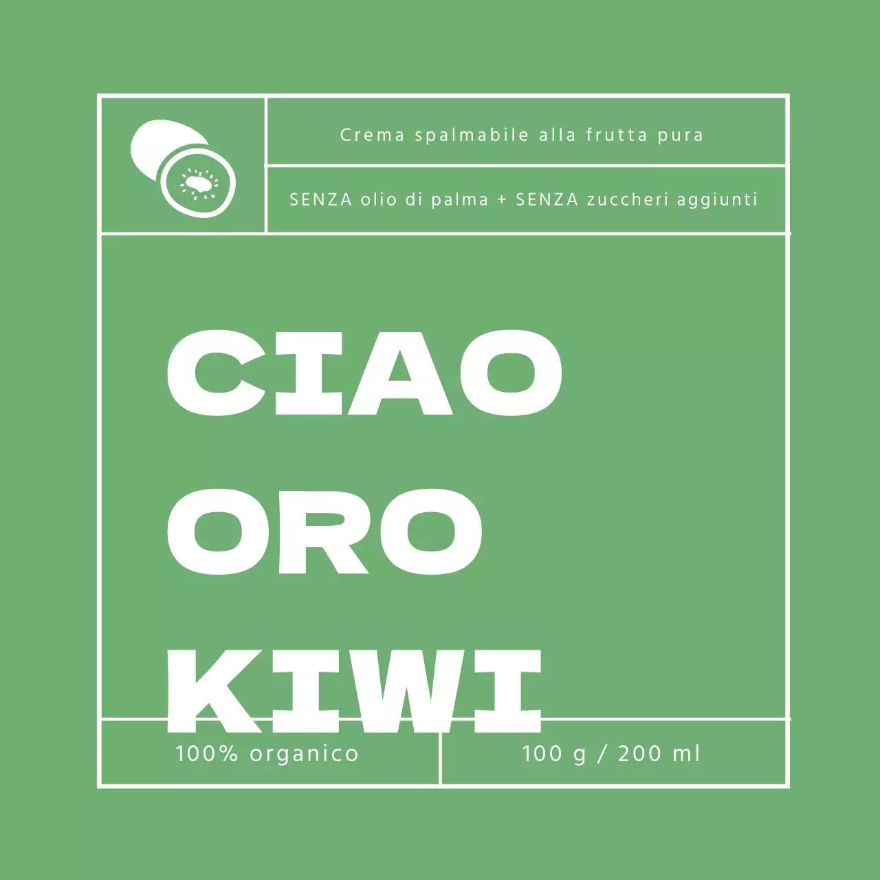 Etichetta di marmellata di kiwi dorata