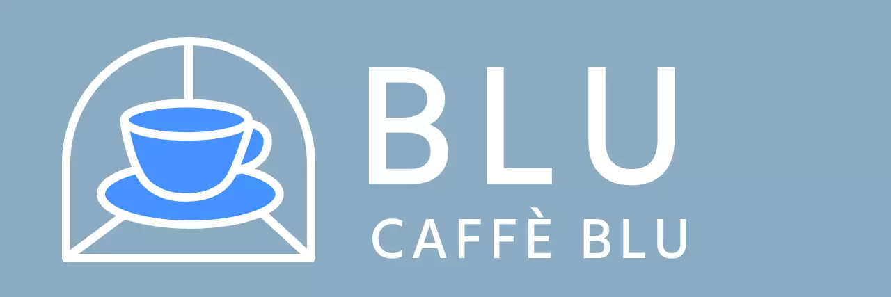 Grembiule da caffè a righe con illustrazione di una tazza di caffè blu
