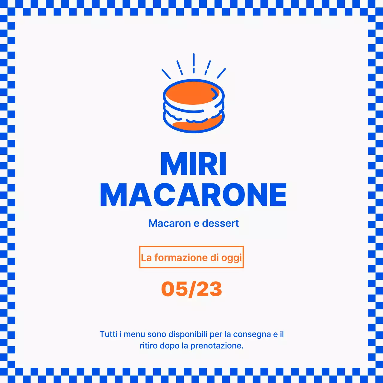 Macaron a scacchiera blu Media sociali