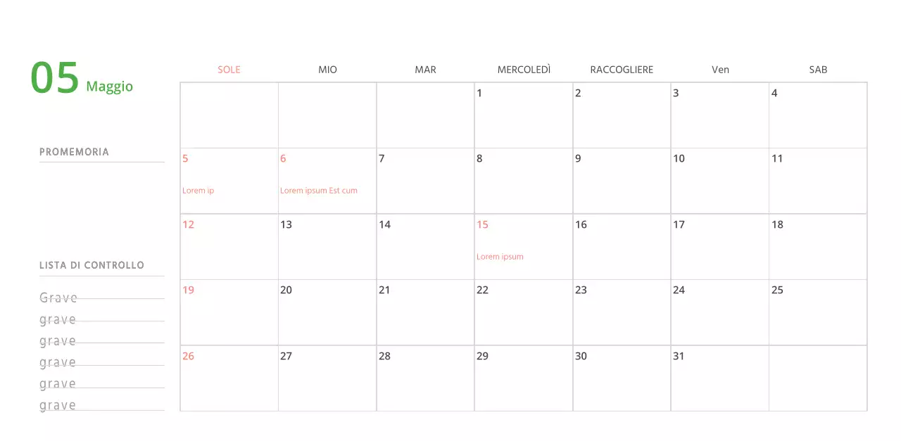 Simpatico calendario da tavolo illustrato verde a tema famiglia