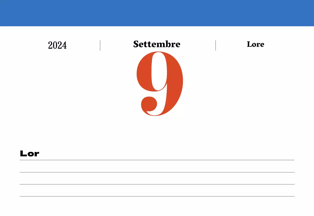 Calendario nostalgico di concezione retrò in rosso e blu
