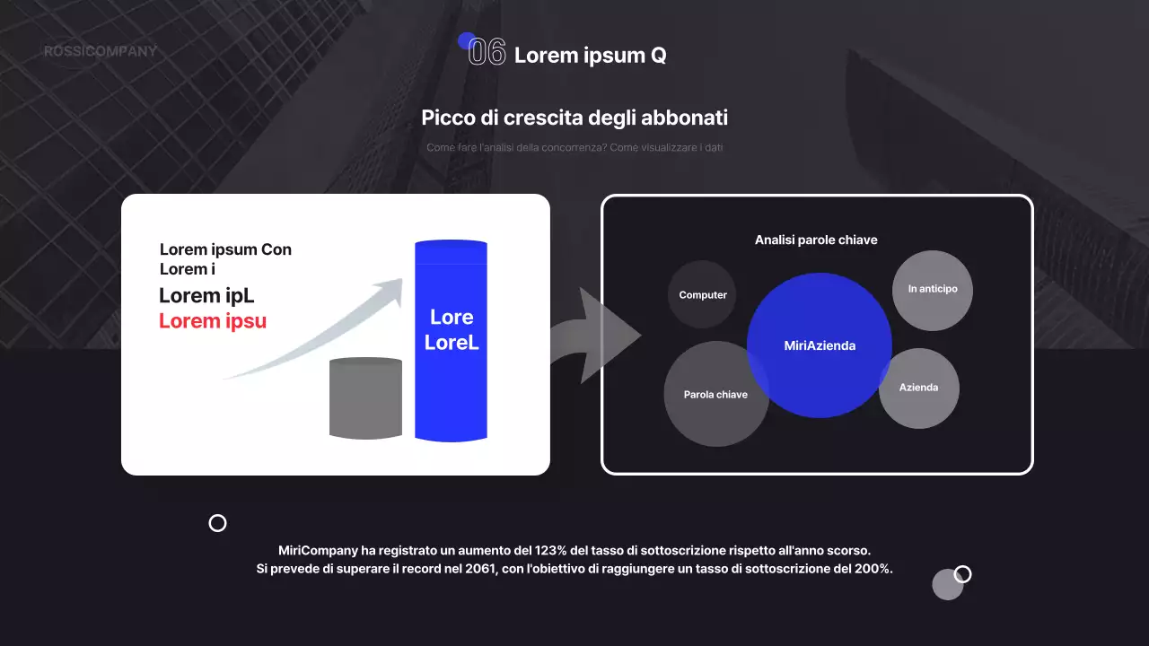 Semplice infografica aziendale in nero e blu