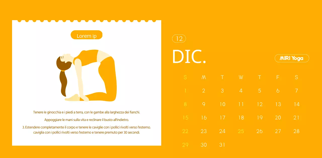 Calendari arancioni da regalare per promuovere il vostro studio di yoga