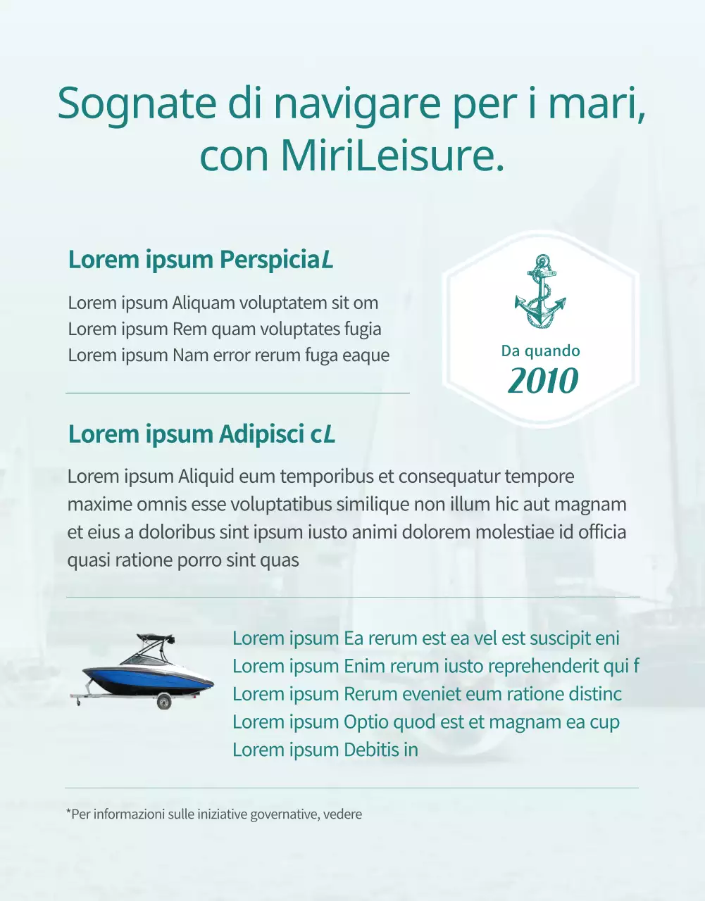 Guida alla prenotazione di una semplice lezione per la patente nautica di colore azzurro e verde