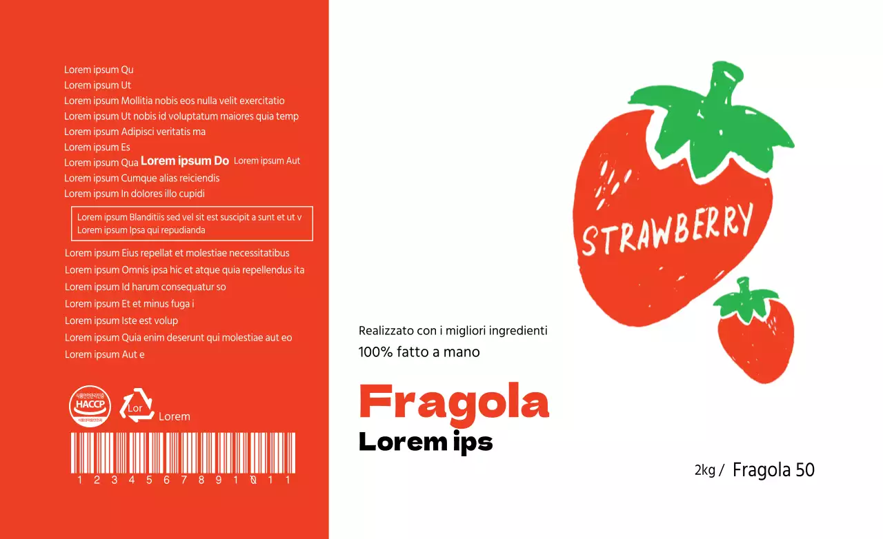 Illustrazione rossa fragola blu informazioni alimentari