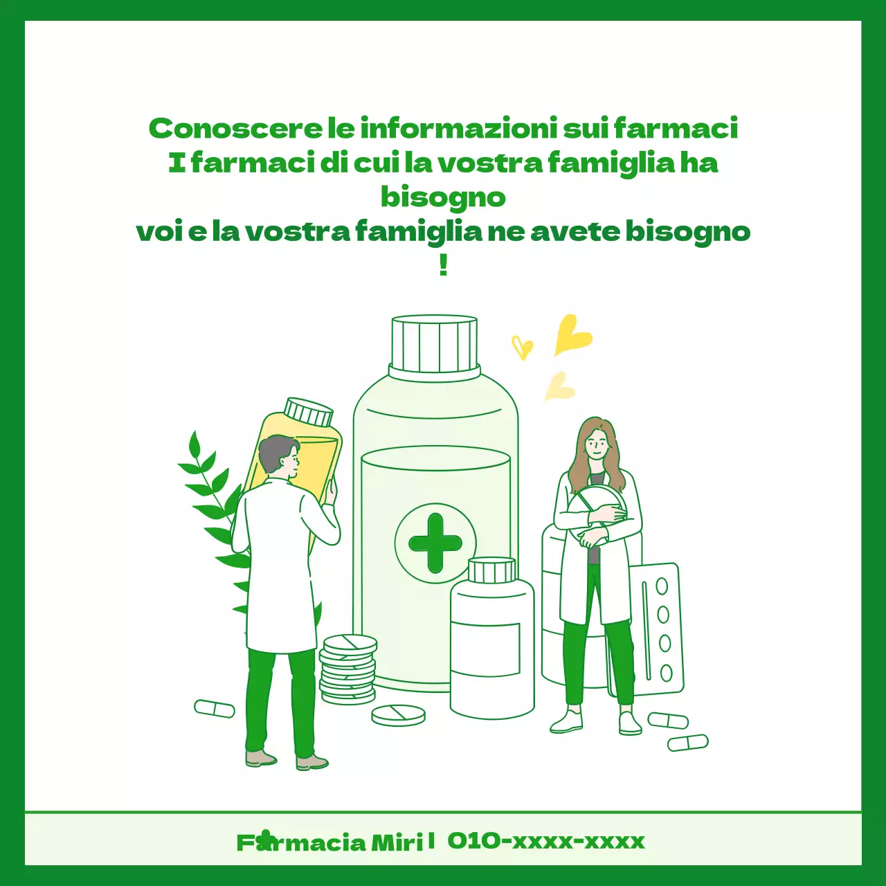 Farmaci necessari per ogni sintomo nel concetto di prescrizione illustrato in verde