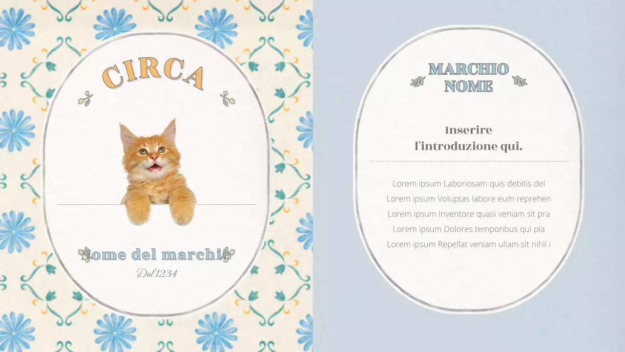 Layout concettuale emozionale di base con motivo di carta da parati vintage in beige e blu chiaro