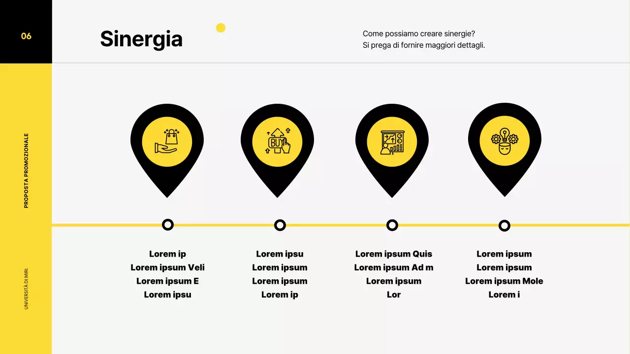 Piano di promozione marketing per una scarpa da ginnastica con un concetto di illustrazione a colori vivaci nei toni del giallo e del nero.