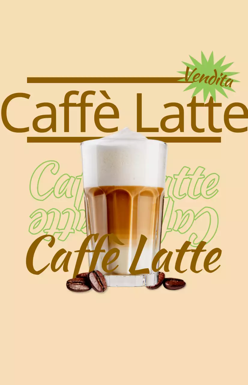 Promuovete il menu del vostro caffè con immagini e testi illustrati e colorati sulle bevande