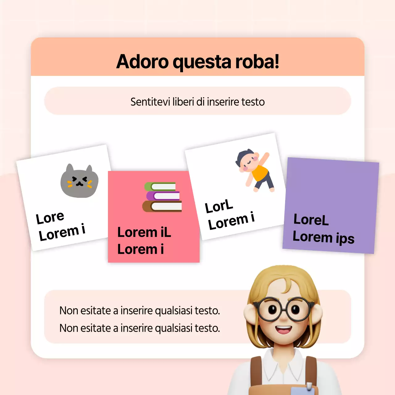 Biografia del profilo dei social media in arancione e rosa, in stile kitsch