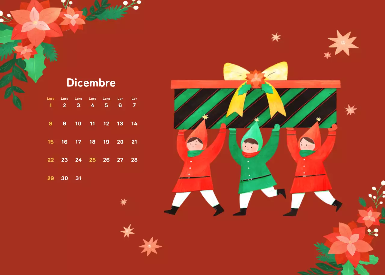 Un calendario di Capodanno caldo e illustrato