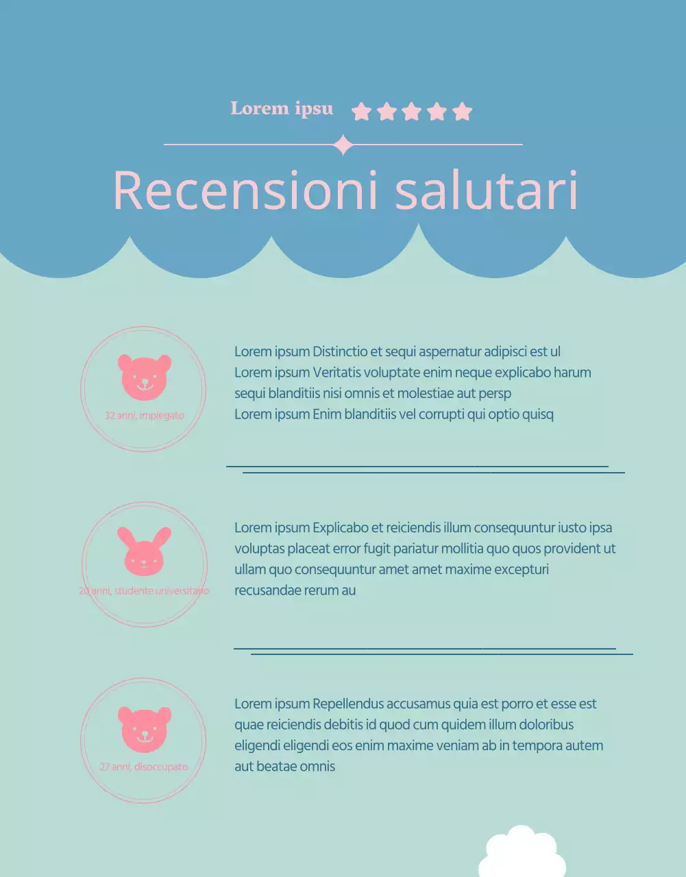 Una proposta di finanziamento per una bambola di peluche rosa e azzurra