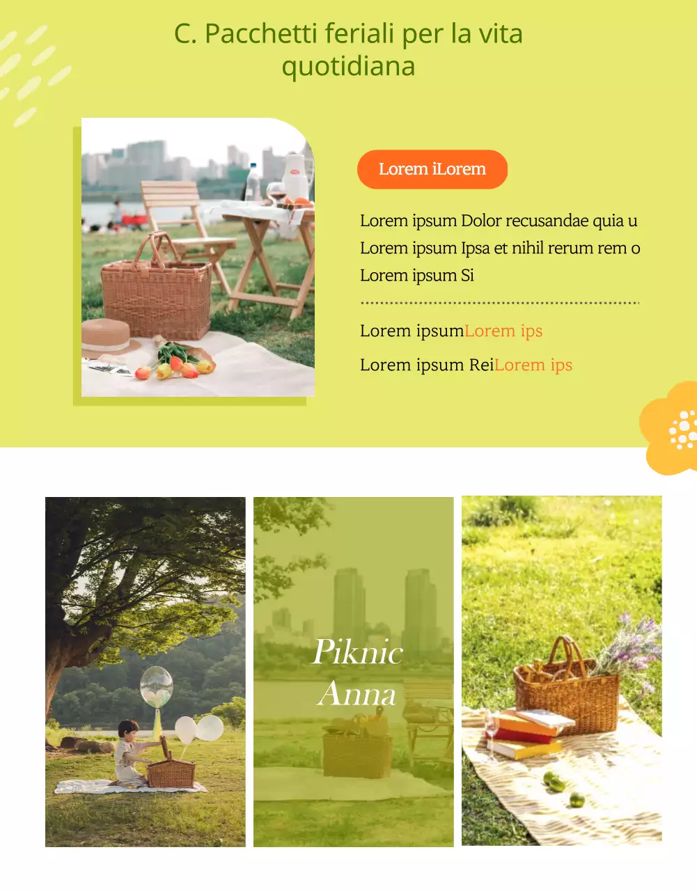 Dettagli sul noleggio di picnic verde brillante