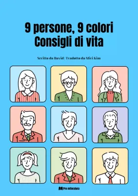 Un libro di auto-aiuto colorato con illustrazioni a disegni blu chiaro