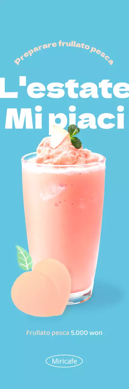 Presentazione di un menu estivo pulito con uno sfondo blu chiaro