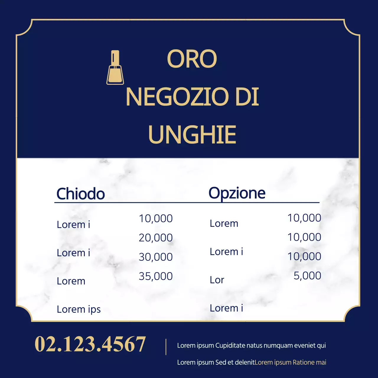 Listino prezzi unghie