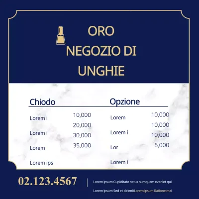 Listino prezzi unghie