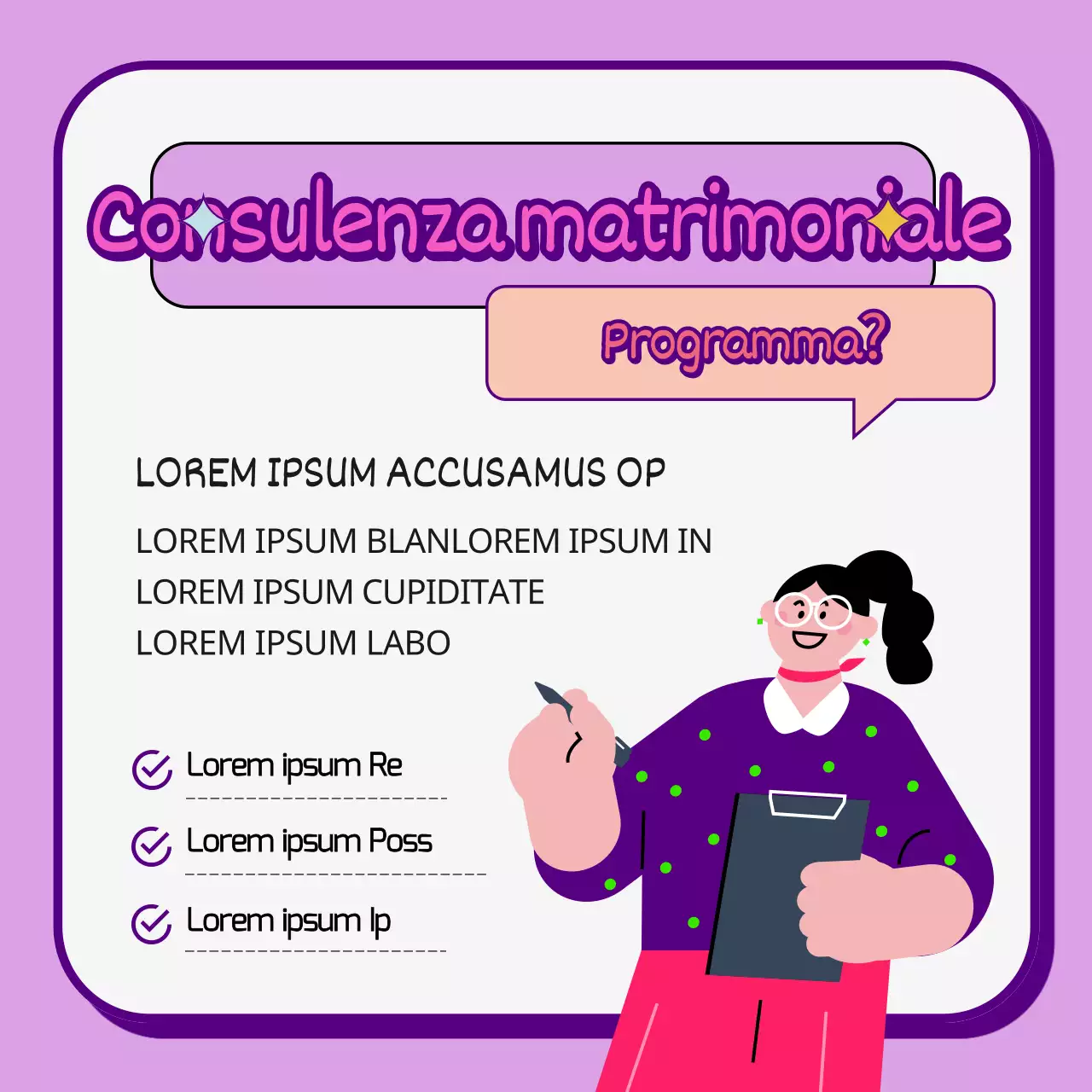 Promuovere una consulenza di coppia in rosa e viola