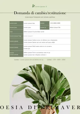 Modello di documentazione di ritorno per un centro commerciale verde e botanico