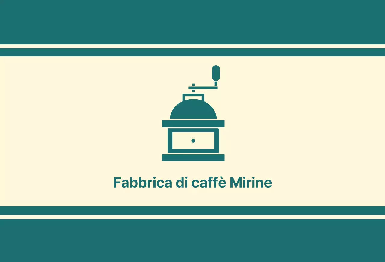 Balsa da caffè con una linea turchese raffigurante un macinino da caffè