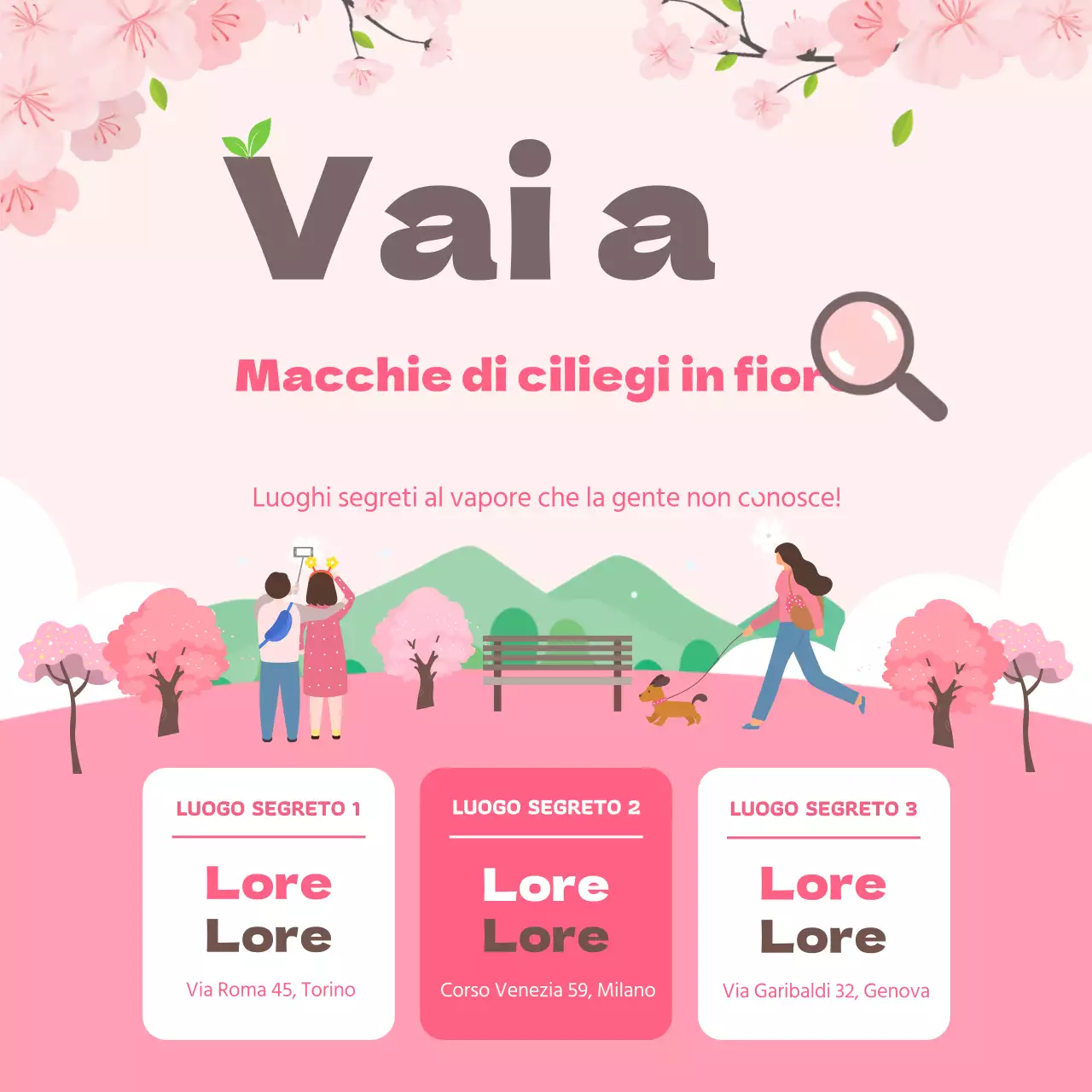 Macchie di fiori di ciliegio rosa su Instagram