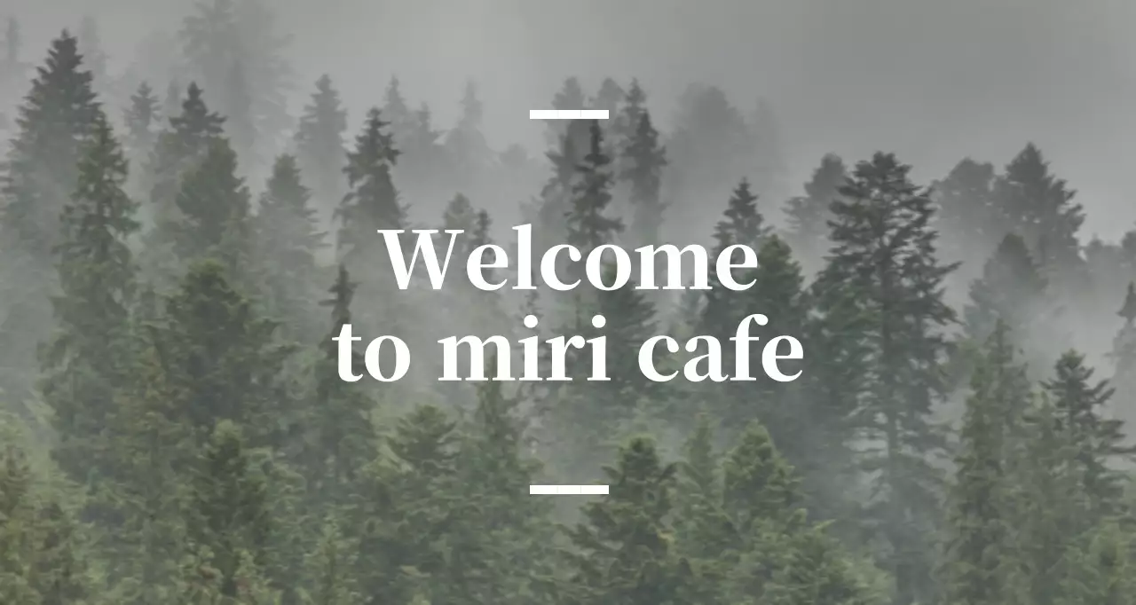 Balsa cafè in lingua inglese con insegna sentimentale con foto di una foresta.