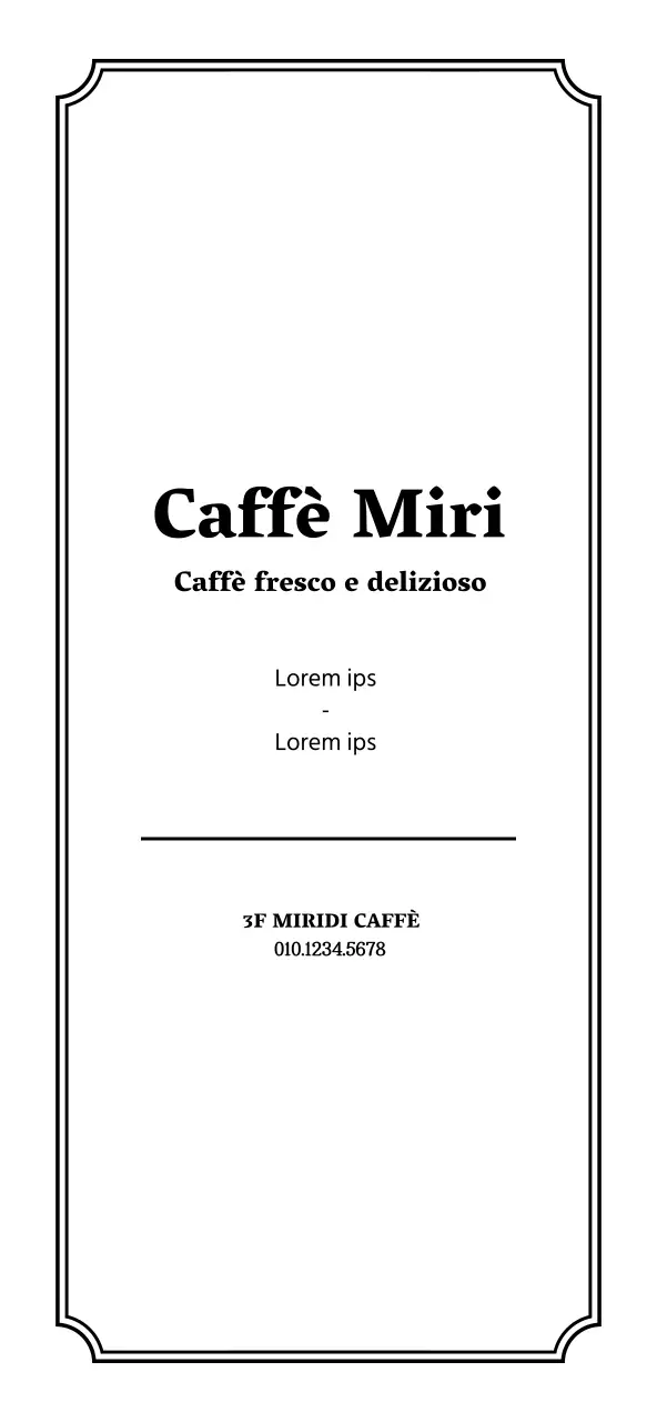Menu del caffè in stile semplice e pulito con prezzi in bianco e nero