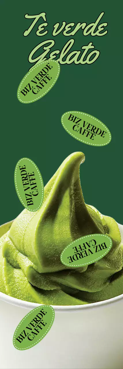 Promuovere il menu di un caffè gelato al tè verde e fresco